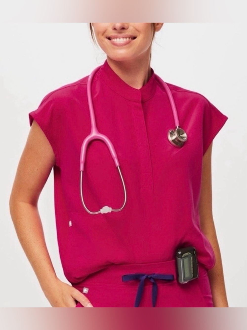 Figs Rafaela Oversized Scrub Top. Color- Ultra Rose. Size: Small. EUC